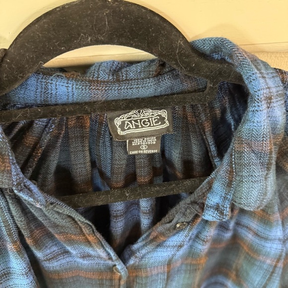 Angie Blue Black Plaid Button-Up Shirt Flannel - Picture 2 of 6